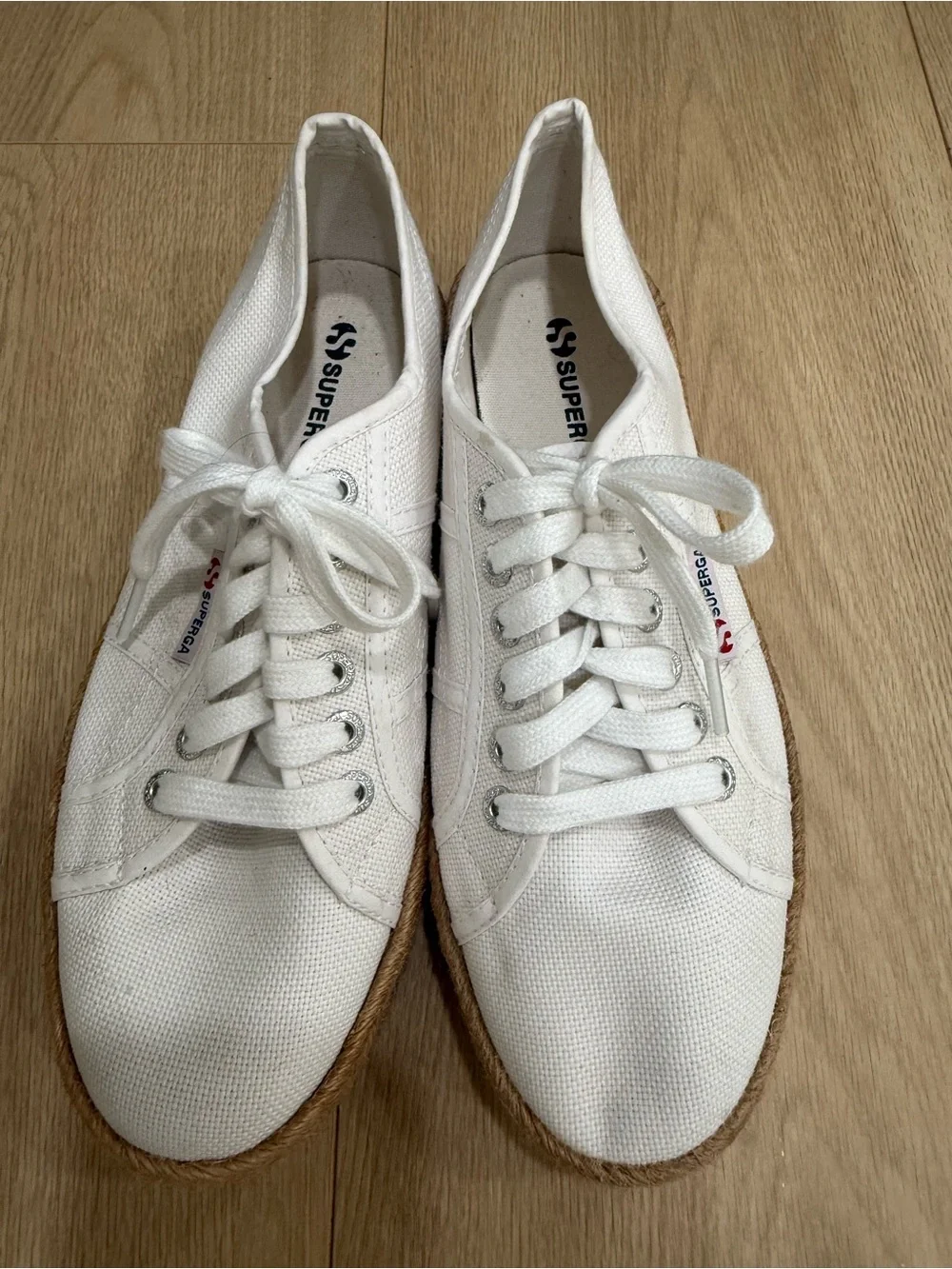 Superga White Canvas Espadrille Platform Sneakers Women’s 9 EU 40
